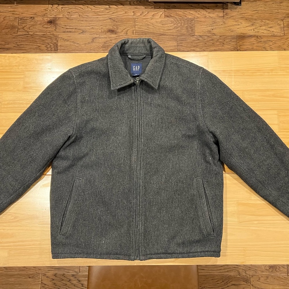 GAP Jacket 2005 Men’s Medium Gray Wool Blend Coat Lined Full Zip Outdoor Casual
